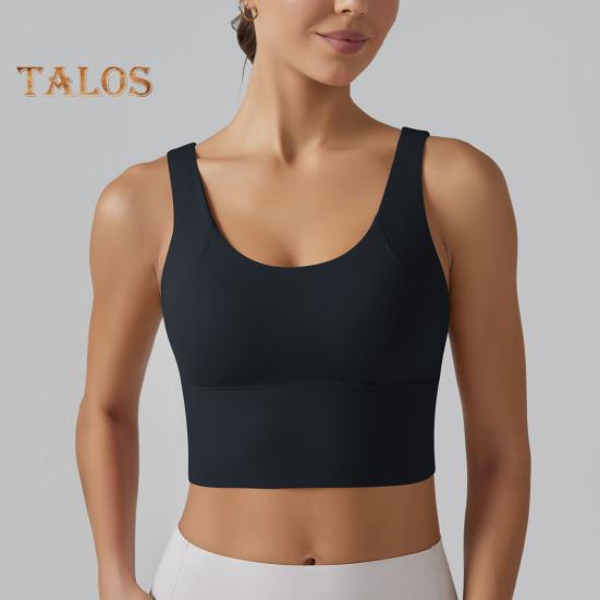 Yoga Vest Bra with Fixed Breast Pads Deep V Back Design Sport Vest Solid Color Shockproof Bra Top Running Fitness Camisole