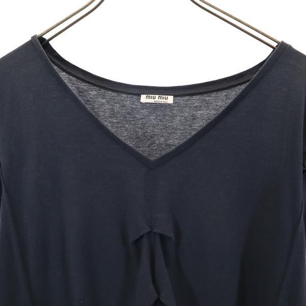 MIUMIU made in Italy Short sleeve Frill Tunic S Navy system Cut Women Used