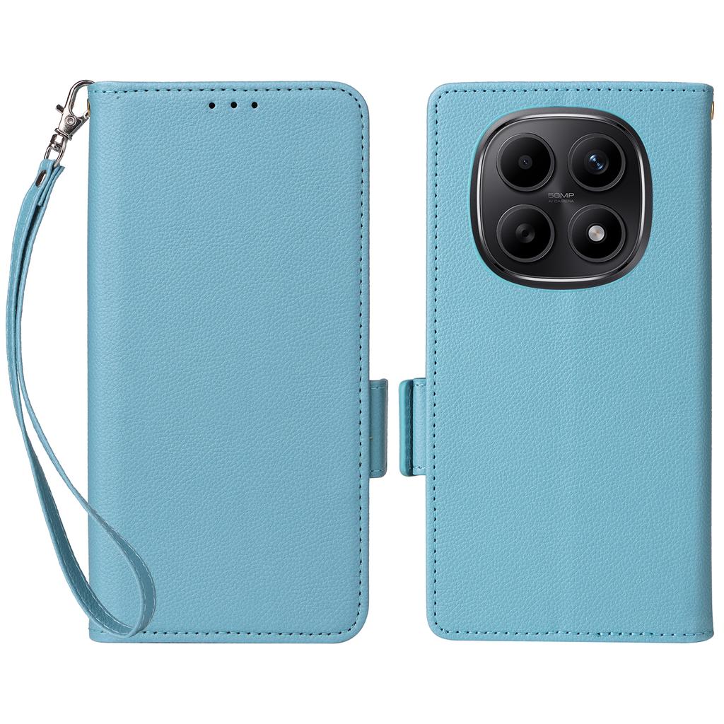 For Xiaomi Poco M8 5G/Redmi Note 15 5G (Global)/Note 15 4G (Global) Case Litchi Texture Wallet Leather Phone Cover with Wrist Strap
