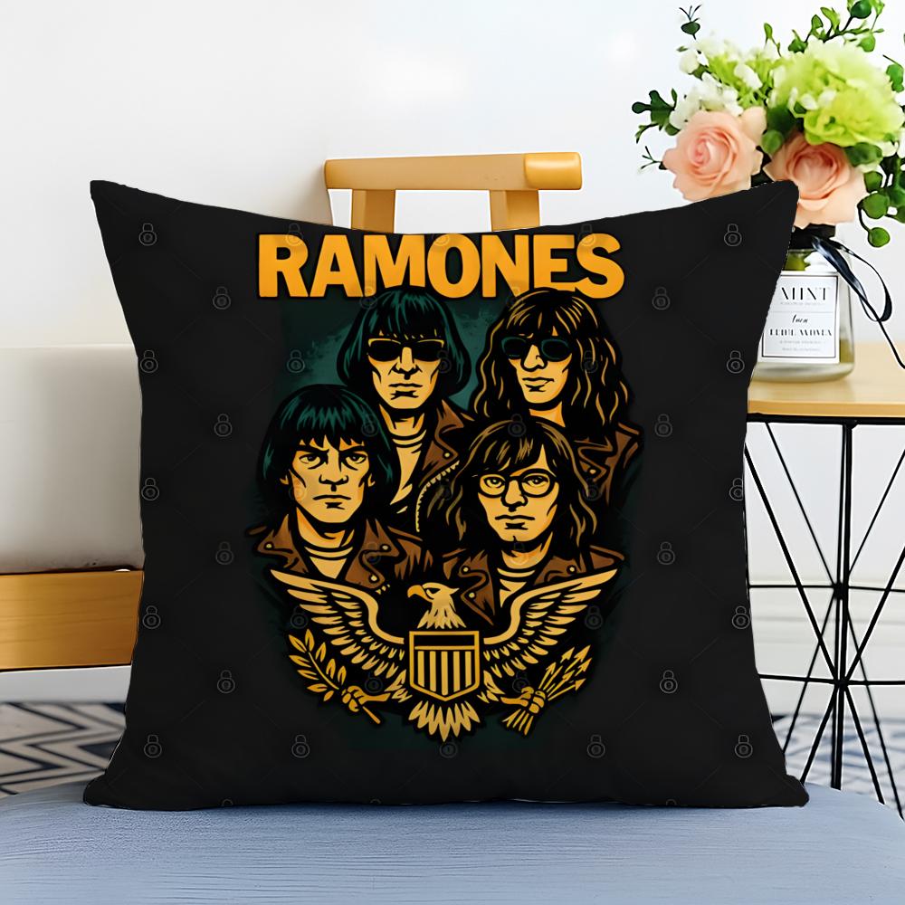 Band Punk R-Ramones Cushion Cover Washable Linen Pillowcase Soft For Sofa Bed Cozy Home Room Decor