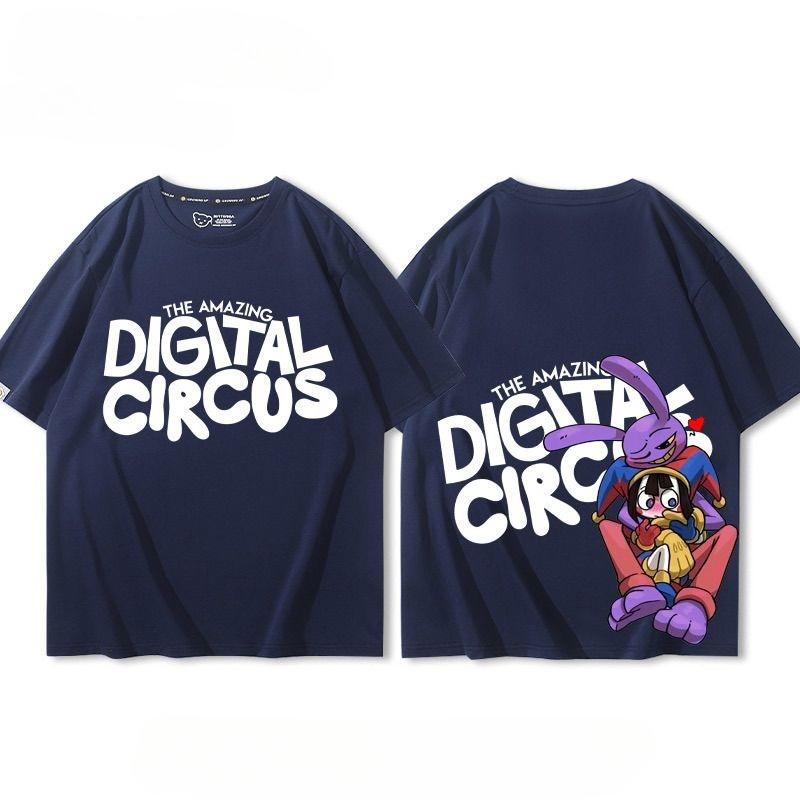 Magic Digital Circus Graphic Unisex Cotton T-shirt Tee Casuai Short Sleeve Crewneck Top Fashion StreetwearParent-child Outfit