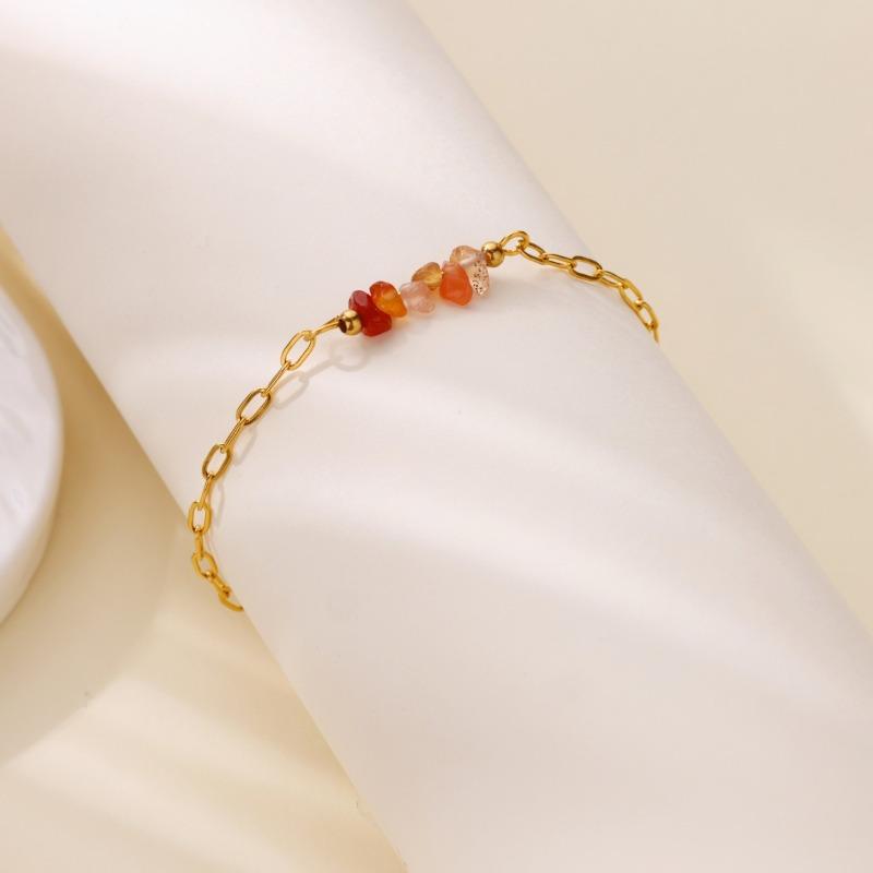 Bohemian Bracelet Women's Niche High-end Imitation Agate Irregular Gravel Summer Stainless Steel Bracelet