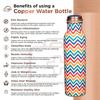 Pure Copper Water Bottle 1 Litre Alkaline and Anti Oxidant 100% Leak Proof, Office, Gym Bottle (Chevron, MultiColor)