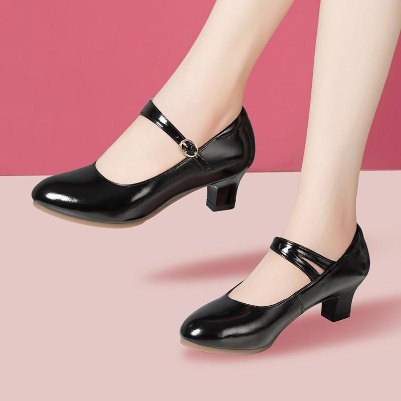 

4cm 6cm Comfortable Light Shallow Mouth Soft Leather Shoes for Dance Mom Party 2025 Spring Med Kitten Heels Shoes Gold Silver 34