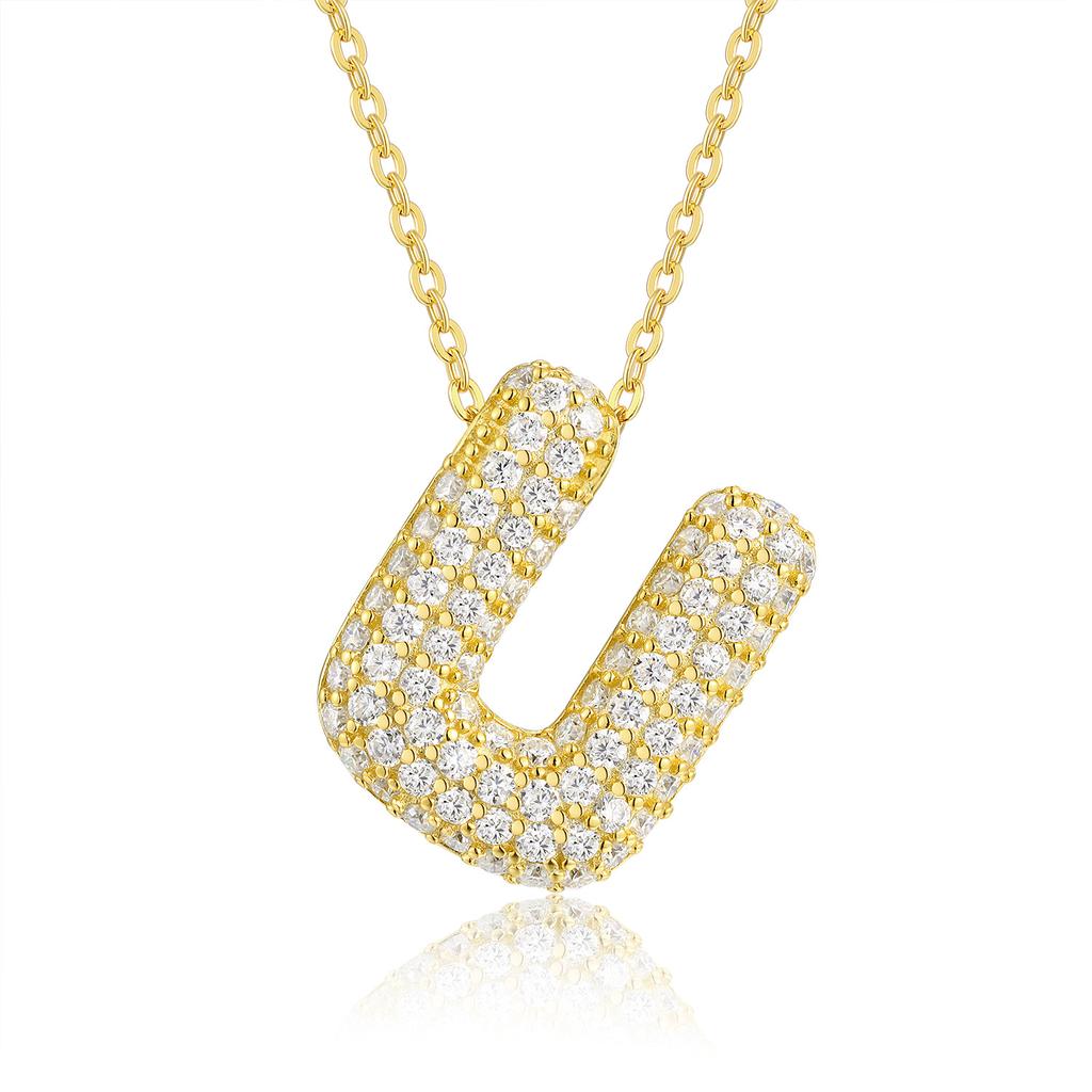 Letter Pendant Necklace 925 Silver Plated 18K Gold Collarbone Chain Fashionable Versatile Moissanite Chain