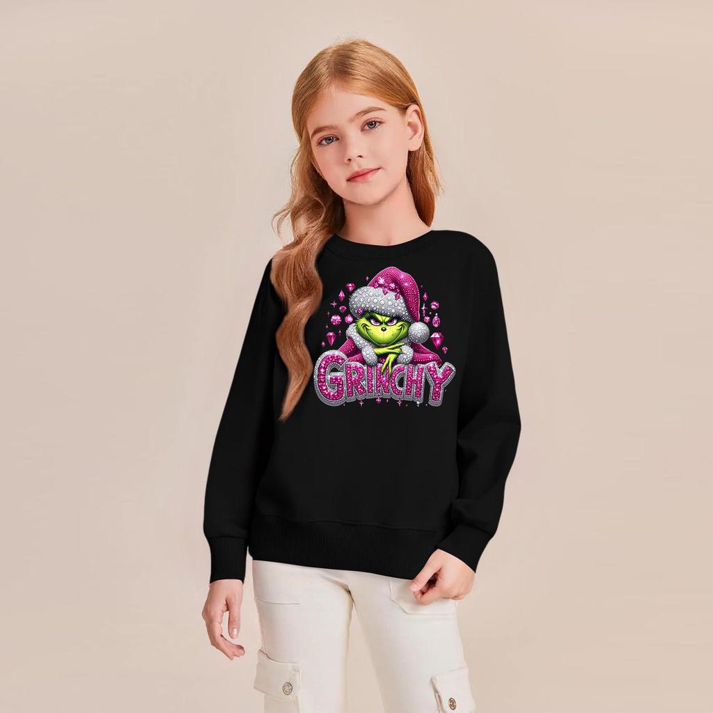 Mote for barn Løstsittende avslappet langermet genser med juleprint Oversized crewneck