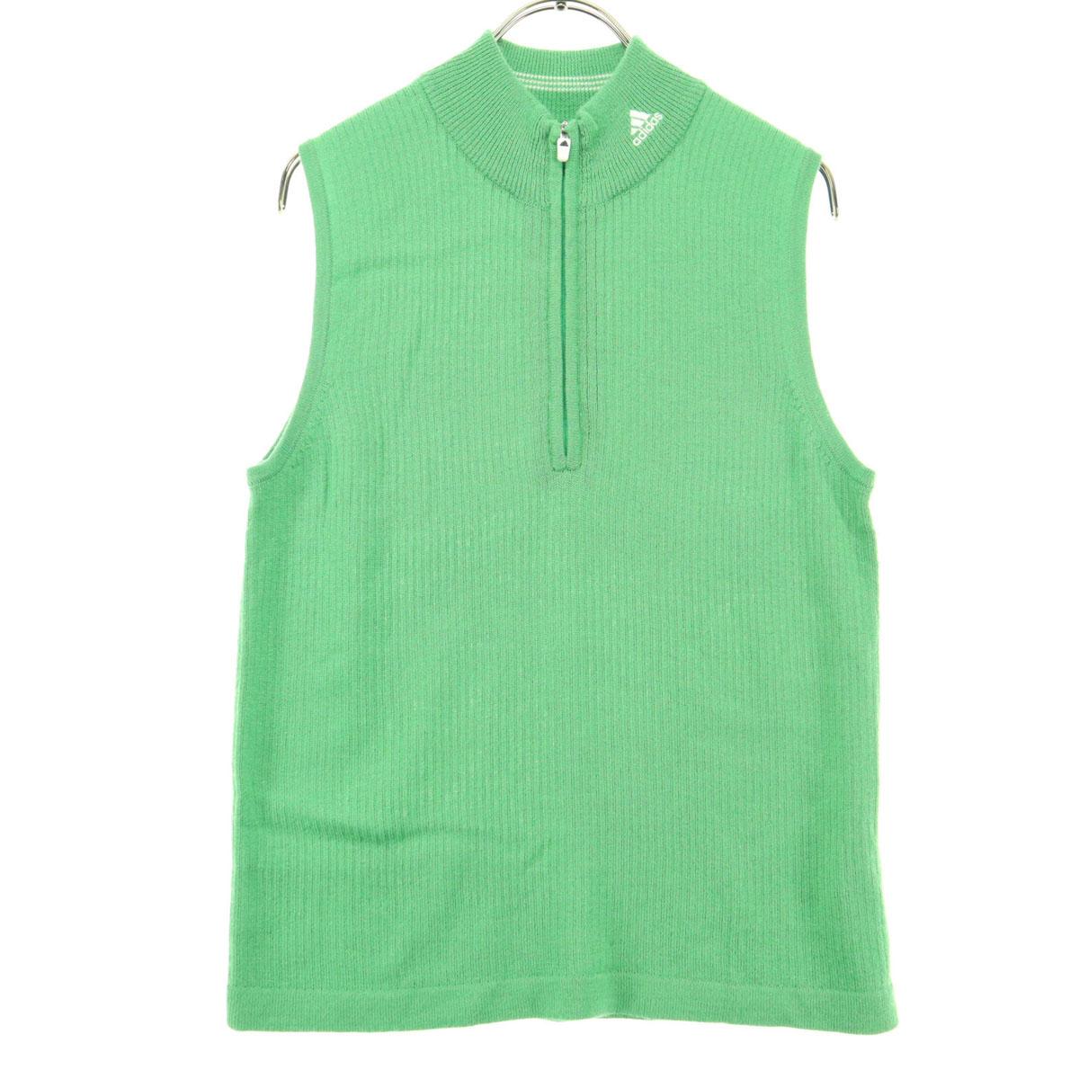 

Beauty products adidas embroidery No sleeve Half zip knit M green Women Used