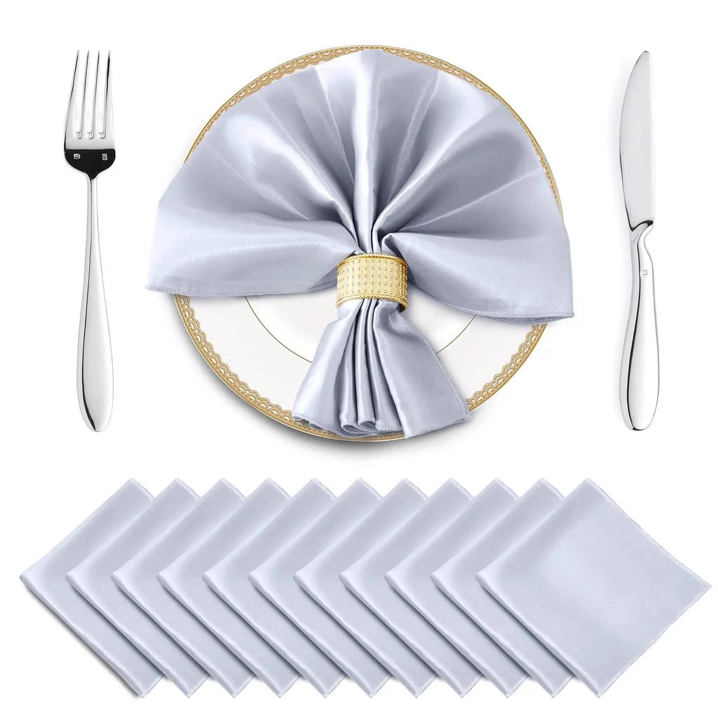 12 Pcs Satin Napkins 30x30cm, Square Smooth Dinner Napkins Silky Satin Cloth Napkins for Wedding Banquet Party Christmas Decor