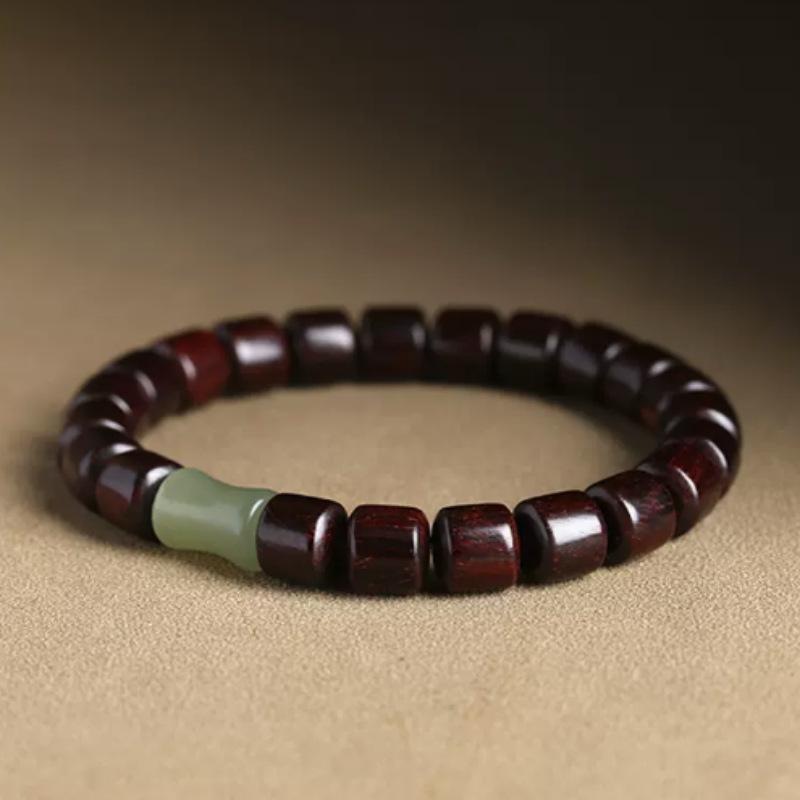 Natural small-leaf rosewood bracelet, Dongling jade bracelet, unisex cultural and religious beads, Buddhist prayer beads, hand ornament, "rise
