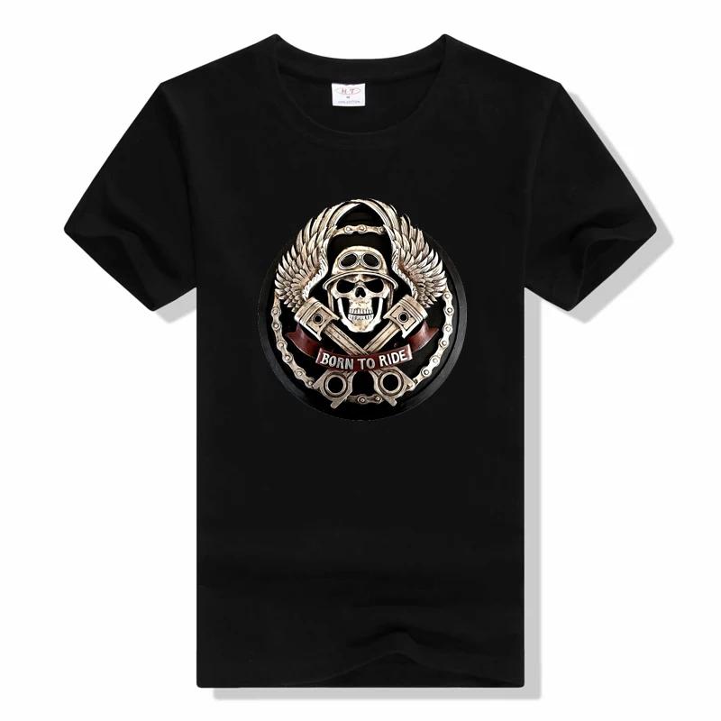 Novelty Born to Ride Forced to Work T-Shirt BORN TO RIDE Skull short sleeved  Breathable t shirt