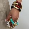 Retro Smudged Resin Bamboo Elastic Bracelet, Fashionable Metal Elbow Leopard Print Bracelet Bracelet.