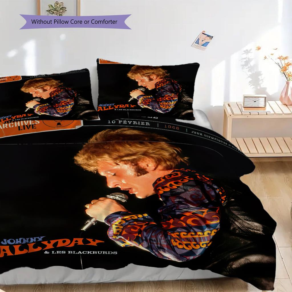 Johnny Hallyday Music Album bedding, duvet cover, pillowcase, home decoration, birthday gift (1 * duvet cover+2 * pillowcase, coreless)