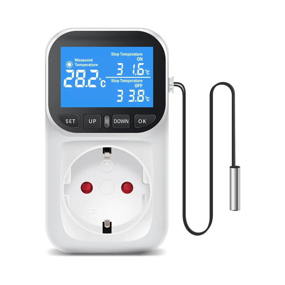 Digitaler Temperaturregler LCD Thermostat Schalter Steckdose EU Stecker Temperaturregelung Timer Steckdose Heizen Kühlen Tag&Nacht Steuerung
