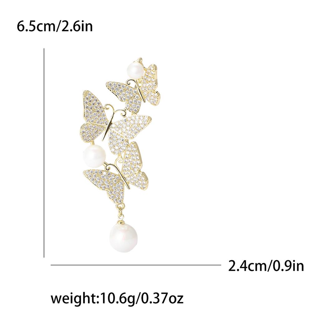 Light Luxury Micro-Inlaid Copper Zircon Butterfly Brooch Temperament Versatile Women'S Suit Dress Corsage Jewelry Pin