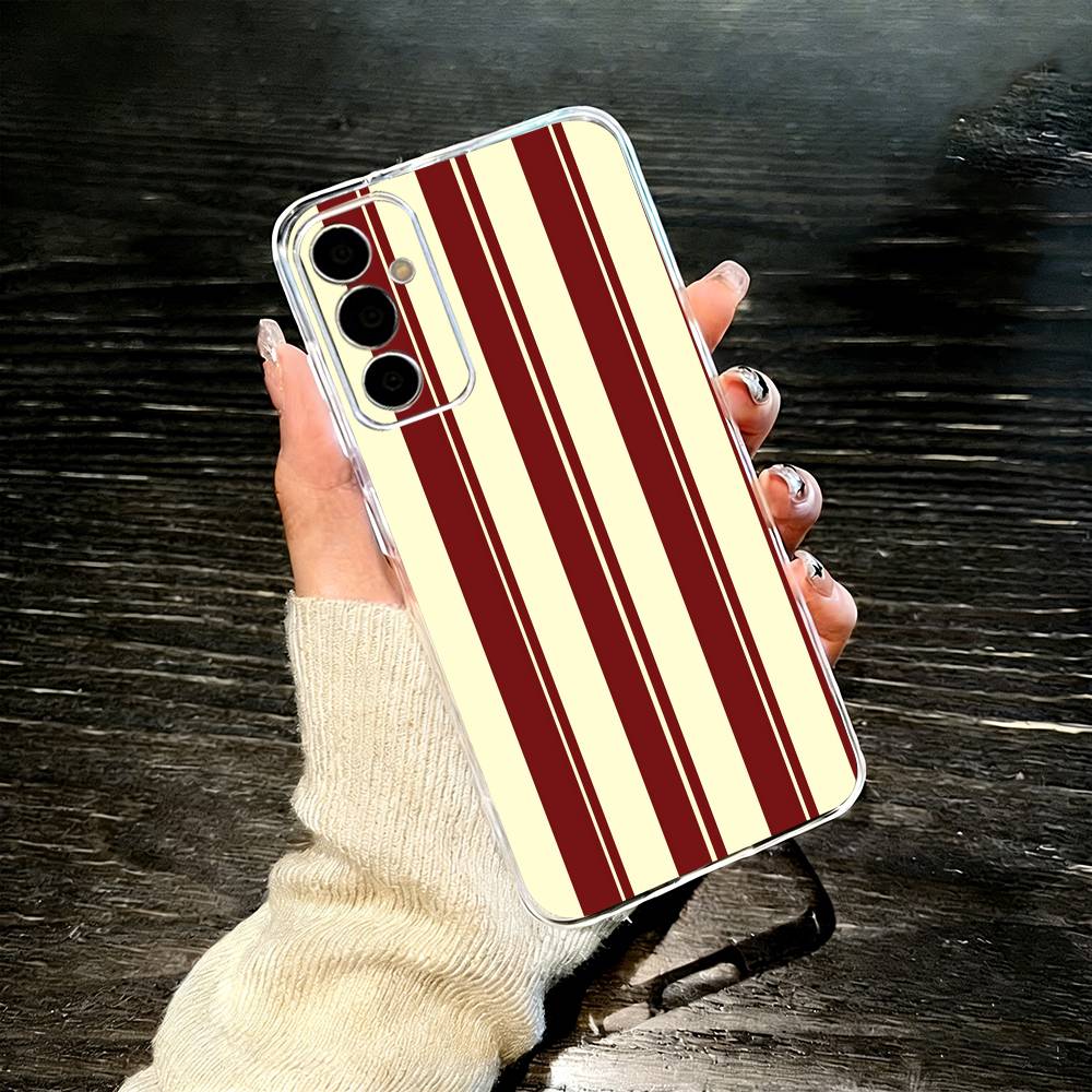 Burgundy White Stripe Phone Case For SamsungA10,12,20,21S,30,31,40,50,51,52,70,71 Transparent Cover Samsung a12