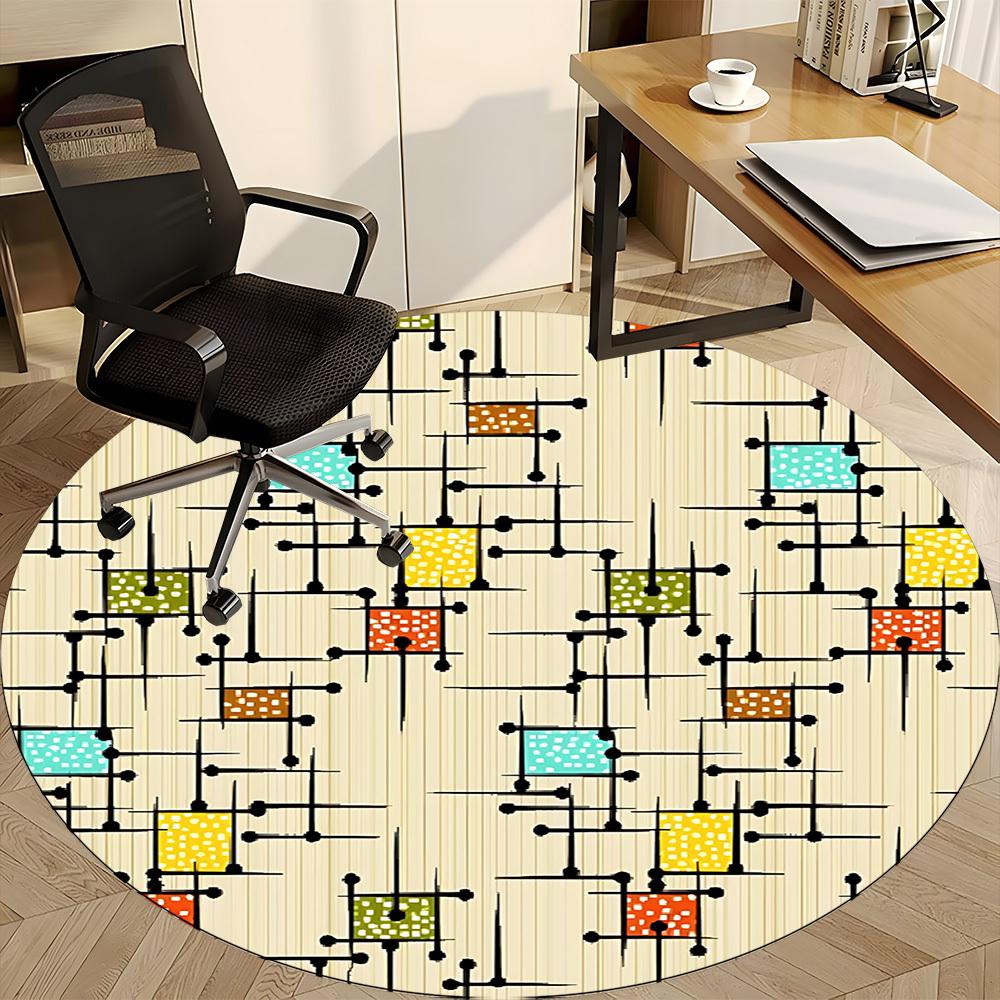 1 Stück Runder Teppich mit abstraktem Muster für das Büro, rutschfest, weich und langlebig, für die Innendekoration, perfekt für das Büro, schöne Dekoration yy26031