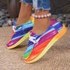 2025 New Plus-size Lace-up Color Low-top Shoes Women's Ethnic Style Graffiti Lazy Canvas Flat Shoes