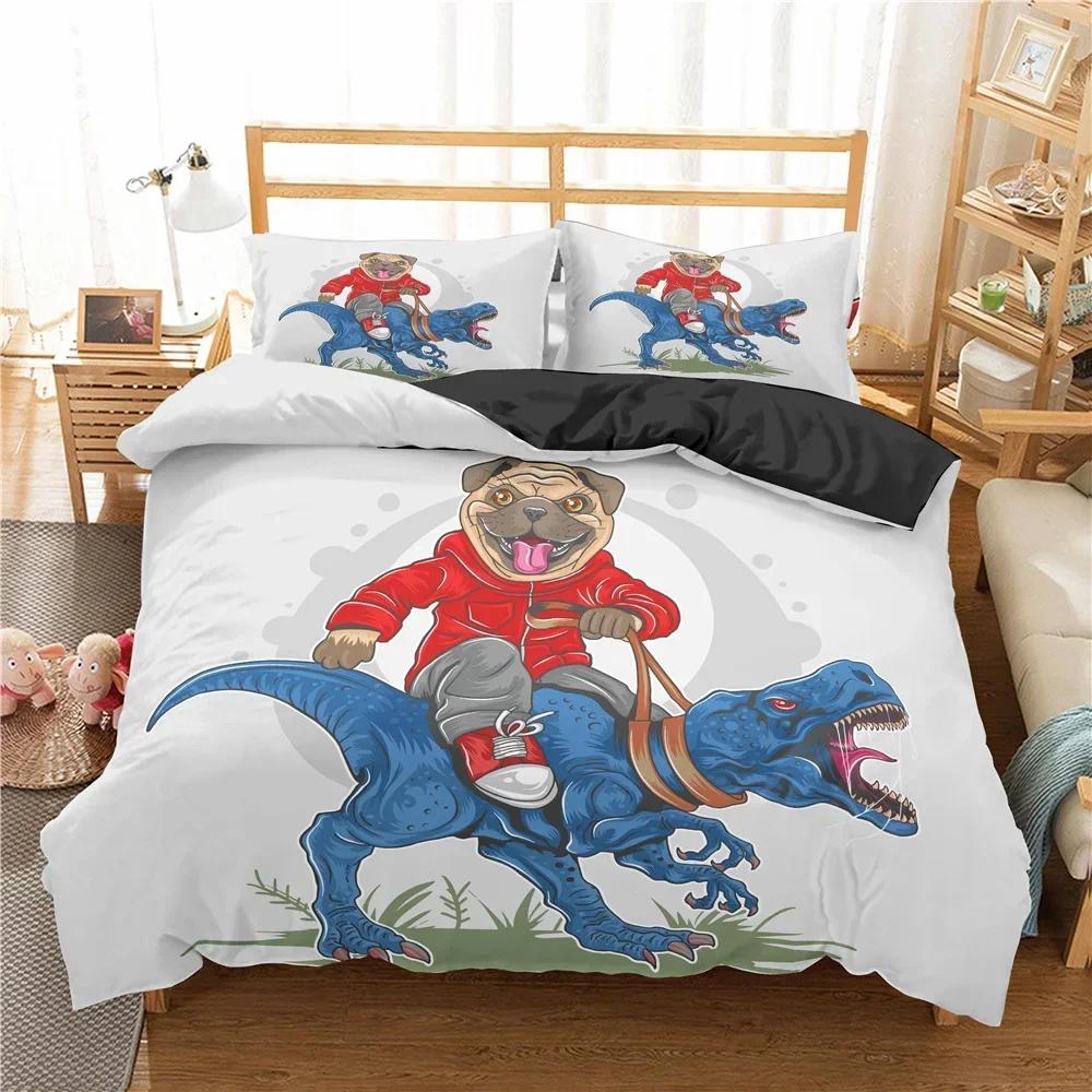 Luxury New 3D Print Cute Animal Bedding Set Cartoon Pug Dog Duvet Cover Sets King Twin Single Size Polyester Quilt Cover