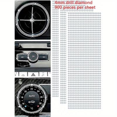 12 peças de Adesivo de Strass Branco Autoadesivo de 4 mm, Adequado para Decoração de Interior de Carro Diy