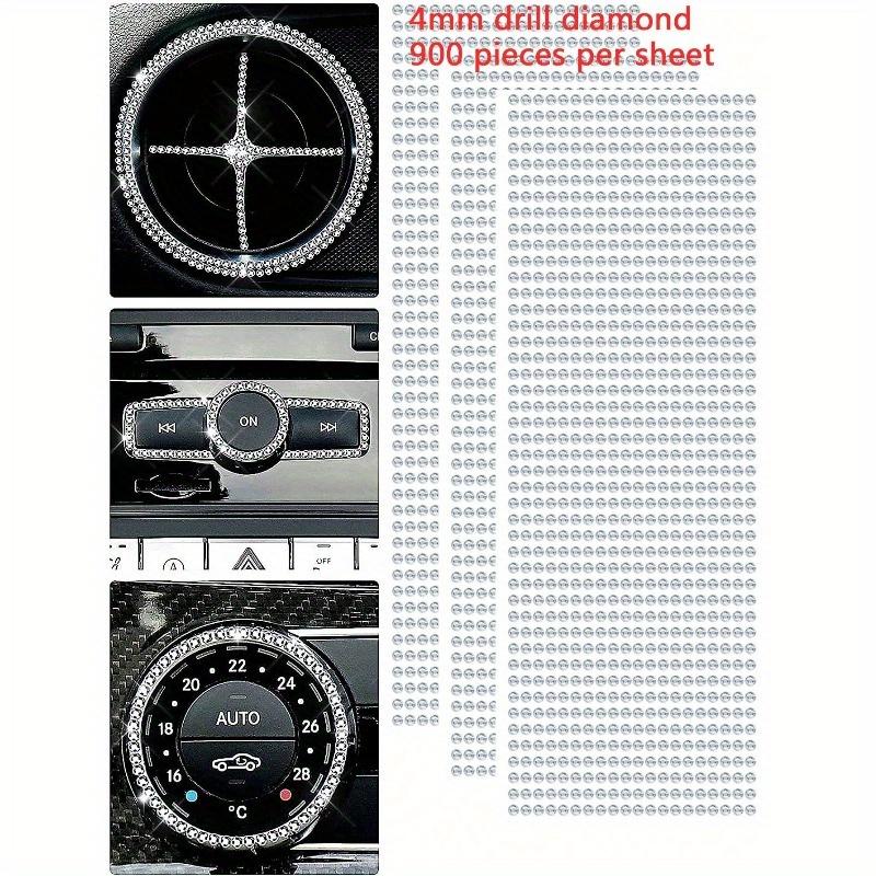12pcs 4mm Self-adhesive White Rhinestone Sticker, Suitable for Car Interior Decoration Diy