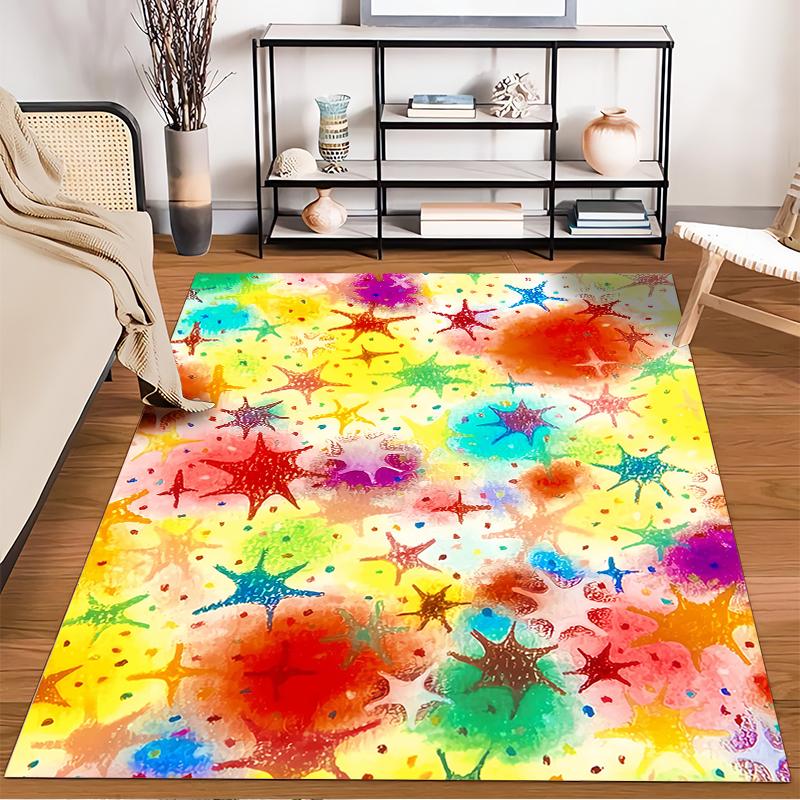 Colorful Abstract Starburst Pattern Carpet for Living Room Decor Suitable for use as an anti-slip for living room bedroom sofas