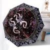 Dragon Dance: Circular Floral Rug, Luxury Home Decor Umbrella, Cute Umbrella with Cute Design, Portable 3-Fold Compact Umbrella for Men & Women, Valen