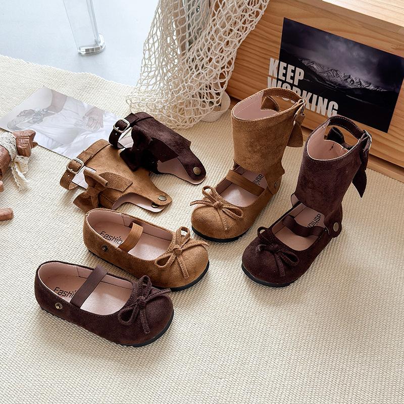 Girls Leather Boots Removable Sweet Kids Princess Boots with Simple Bows  Autumn  Children Casual  Boots Soft Sole