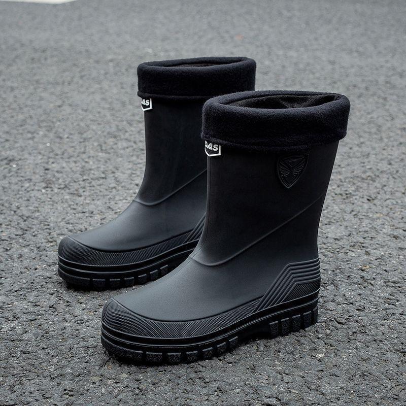 Herr Regnstövlar Mode Mellanvader Gummistövlar Vattentäta Biltvätt Fiske Arbetsstövlar Herr Gummi Galoscher Botas De Lluvia Hombre