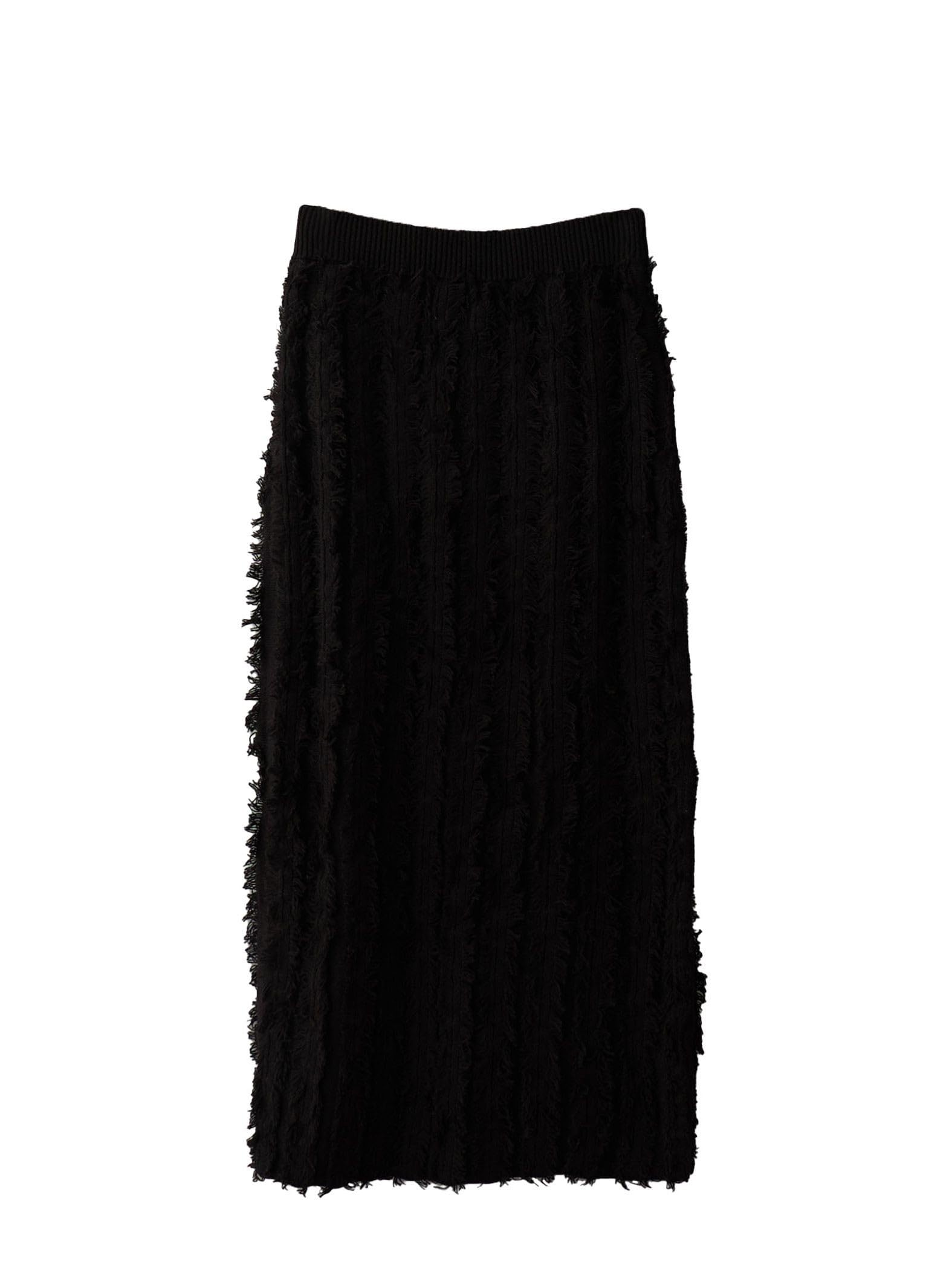 

Cohen Fringe Knit Narrow Skirt 76706460227 0900 BLACK(09) FREE