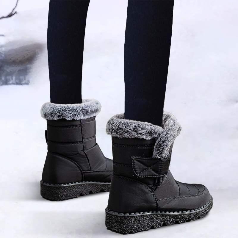Snow Boots Women's Winter Cotton Shoes Foreign Style Versatile Warm Waterproof Non-slip Thickened Soft Sole Velvet Mother Shoes One Pedal