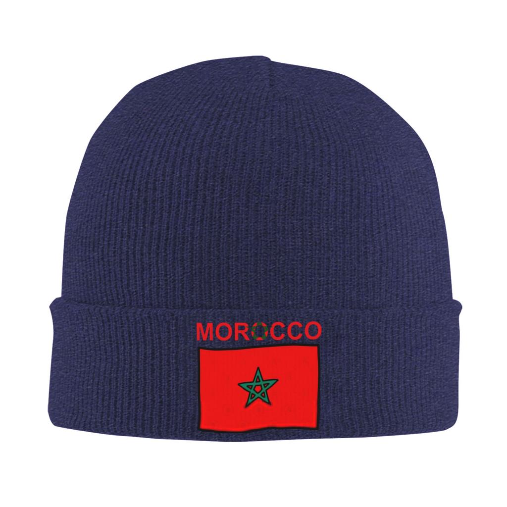 Morocco Flag Beanie Hats  Bonnet Hats FeUnisex Unisex Street Y2K Hippie Skullies Beanies Autumn Graphic Warm Caps