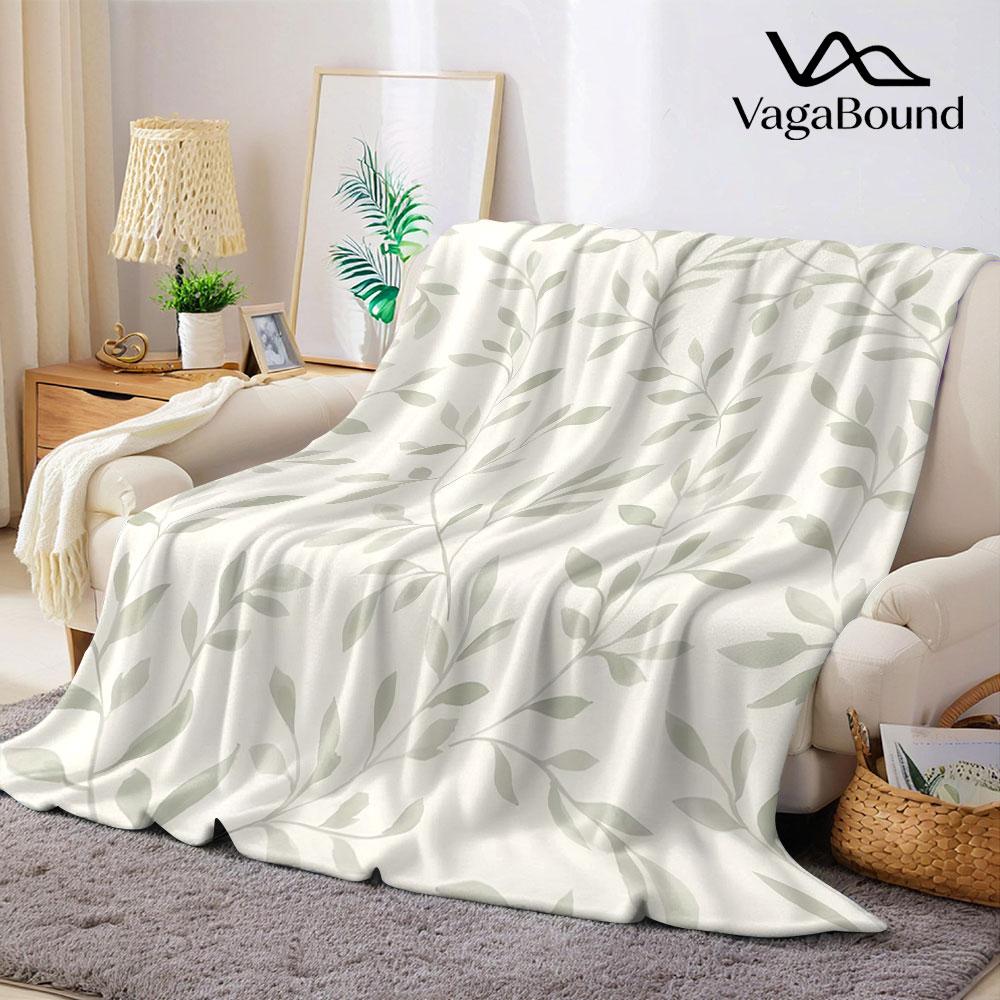 Sage Leaf Flannel Blanket Warm Soft Halloween Christmas Decorative Couch Warm Cozy All-Season Gift