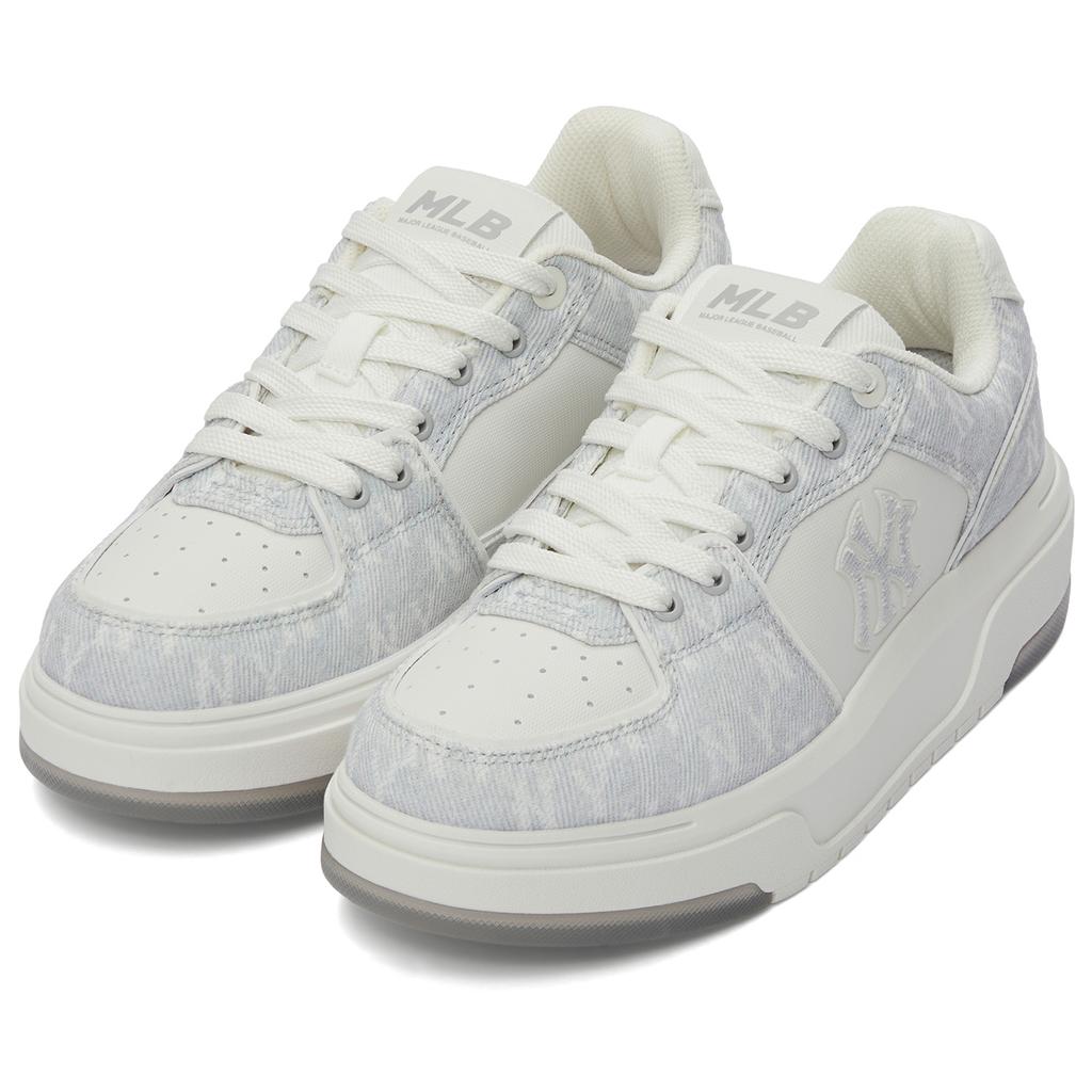 New MLB New York Yankees Anti Slip Wear Resistant Low Top Skateboard Shoes Unisex Gray 3ASXS015N-50GRS