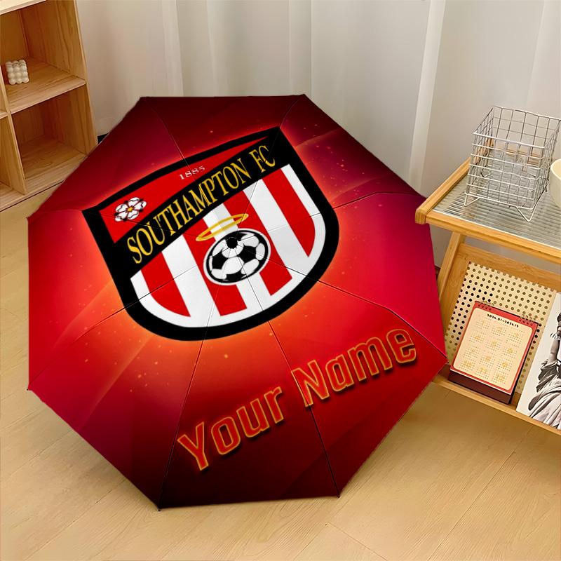 Southampton FC Automatic 3‑Fold Umbrella 8‑Rib Windproof Folding Umbrella Sun Rain Protection For Outdoor Travel Daily Use