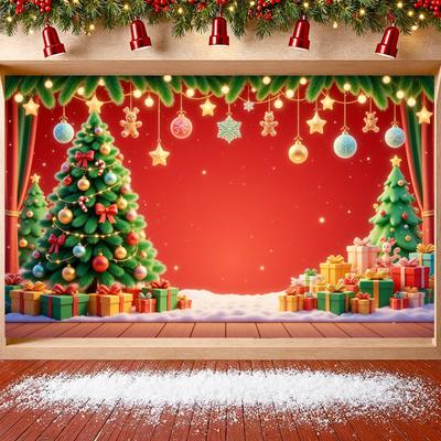 Banner de Natal Árvore de Natal Caixas de Presente Sino Dourado Festa de Natal Feliz Decoração de Fundo para Festa de Natal e Ano Novo Fundo para Fotos