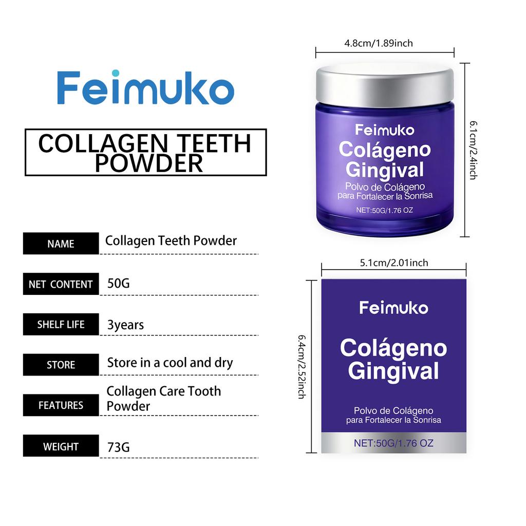 Collagen Teeth Cleaning Powder Mint Fresh Breath Repair Gum Enamel Sensitive Gentle Mouth Nursing Natural Teeth Whitening Powder