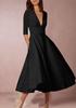 Summer European & American Style Women's Sexy Deep V Short Sleeve Dress - High-End Fashion