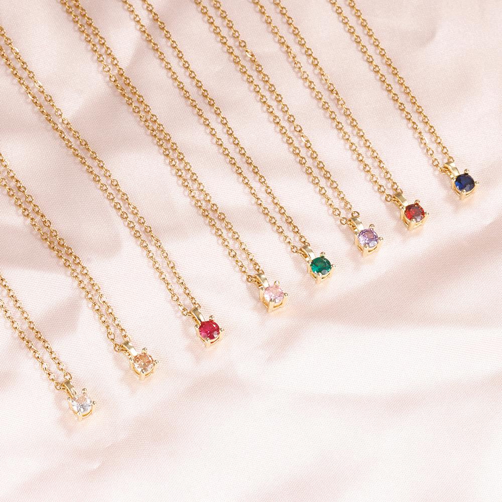 18 Karat Vergoldete Halskette Einzelner Funkelnder Zirkon Edelstahl Schlüsselbein Kette für Damen Hochzeits Schmuck collares