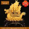 Large Gold Sailboat Ornament for Living Room, Entryway, or Office - Attract Wealth & Ideal for Housewarming or Opening Gifts