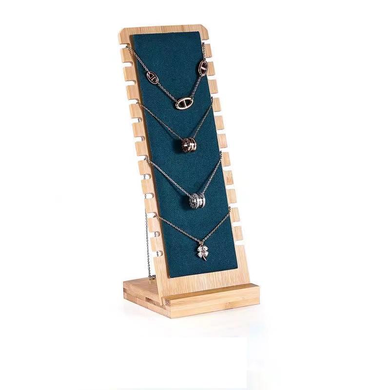 Bamboo and wood detachable necklace display rack collarbone chain ornaments hanging rack necklace display shoot live props shelf