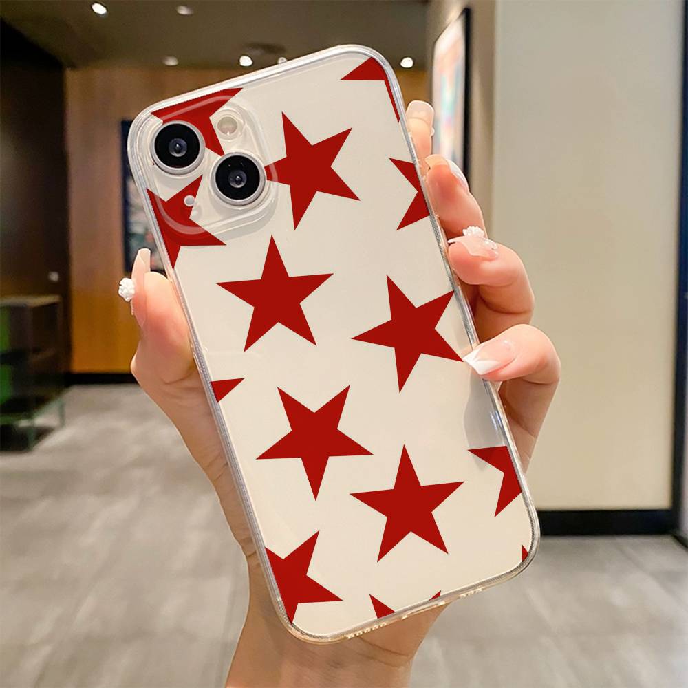 Fashion Vintage Large Stars Phone Case For iPhone 17 16e 16 15 14 13 12 11mini Pro Max X XR XSMAX 8 7 Air Plus Soft Cover