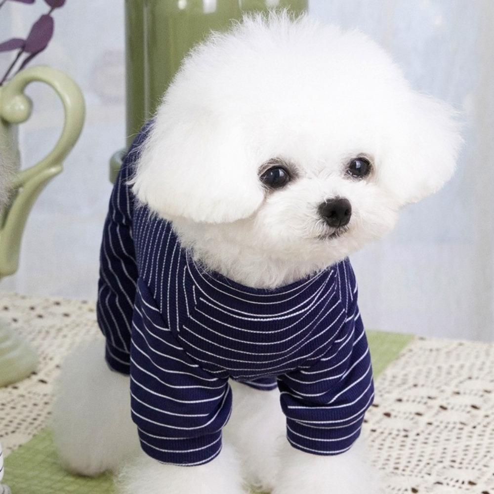 Breathable Puppy Overalls Soft Dog Hoodies Pet Accessories Striped Dog Pajamas  Bichon