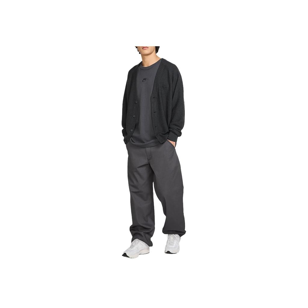 Nike Einfarbiger Lockerer Langarm V-Ausschnitt Strickpullover Herren Oberteile Schwarz HV4778-045