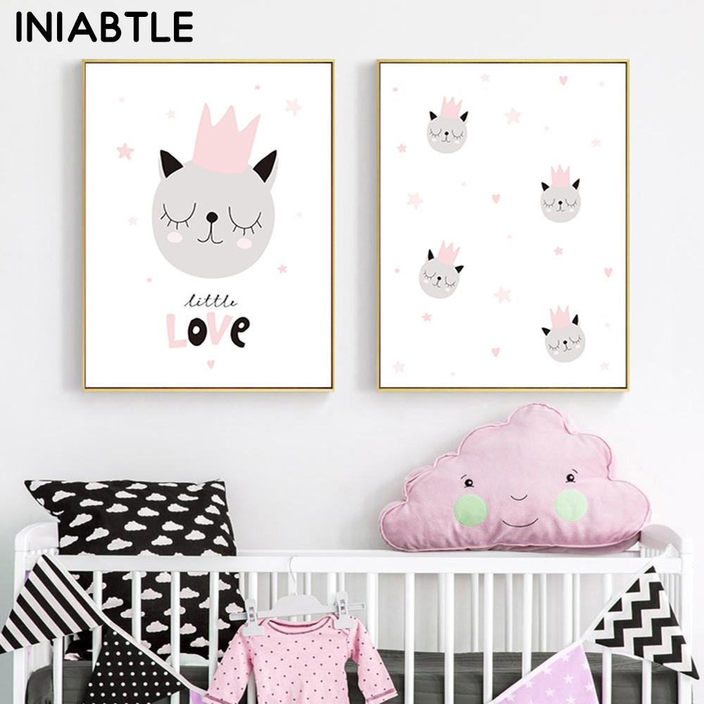 

Kawaii Kitty Детская Настенная картина на холсте с принтом плакатов Прекрасный милый кот Сердце Картина Украшение Картина Скандинавская детская комната Декор