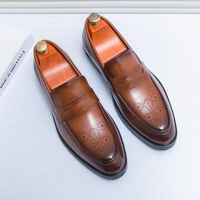 Italian Brand Classic Brown Men's Loafers Carved Brogue Shoes Trendy Casual Men's Low Top Shoes Massage Soles Free Delivery