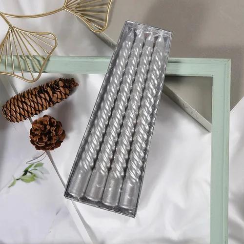 4PCS Pillar Candles Household Black Candle Decoration European Style Long Pole Colored Electroplated Candle Holders