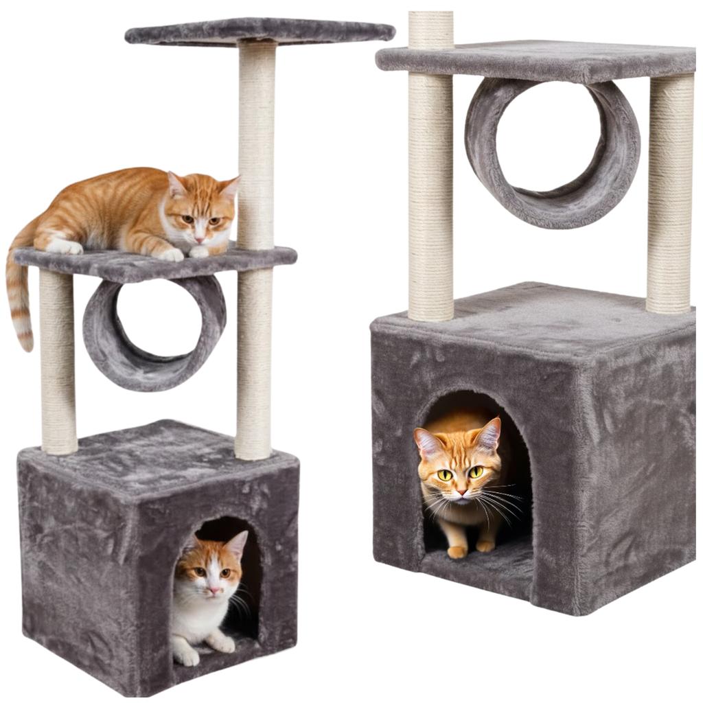 Scratching Post for a Large Cat, Scratching House, Tower, Tunnel, Bed + Toy PetJet