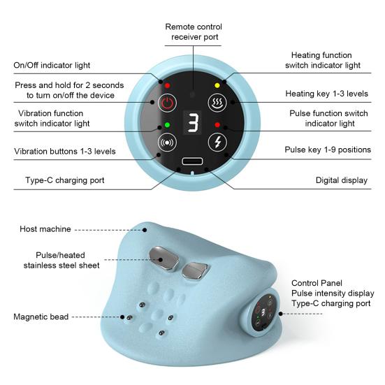 Almohada de Masaje Cervical Portátil Inalámbrico Masajeador de Cuello Calor y Shiatsu Soporte Ergonómico para el Cuello para Hogar Oficina Viaje