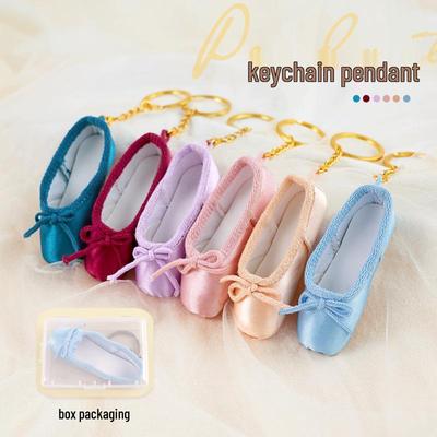 Ballet Pointe Shoe Charm Keychain - 7.7cm Satin Mini Shoes