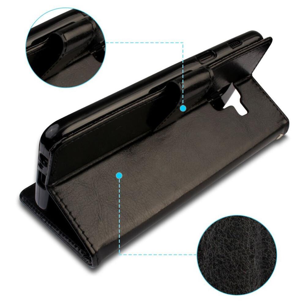 Galaxy S9 Case - Leather Wallet Flip Protective Case Cover with Card Slots, Kickstand and Wrist Strap - Black PU Leather Compatible